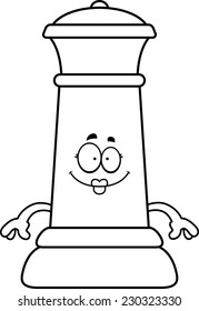 A cartoon illustration of a queen chess piece looking happy.