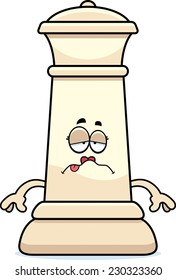 A cartoon illustration of a queen chess piece looking sick.