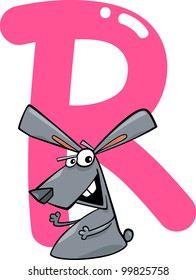 cartoon illustration of R letter for rabbit