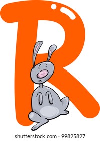 cartoon illustration of R letter for rabbit