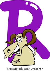 cartoon illustration of R letter for ram