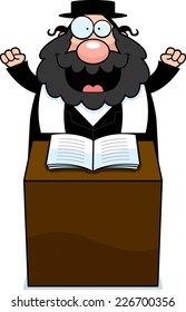 A cartoon illustration of a rabbi giving a sermon.