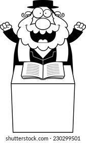 A cartoon illustration of a rabbi giving a sermon.