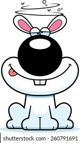 A cartoon illustration of a rabbit looking drunk.