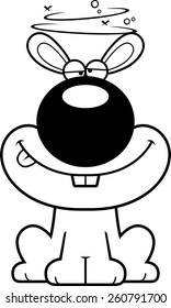 A cartoon illustration of a rabbit looking drunk.