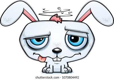 A cartoon illustration of a rabbit looking intoxicated.