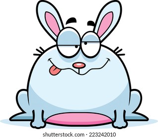 A cartoon illustration of a rabbit looking intoxicated.