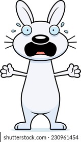A cartoon illustration of a rabbit looking scared.