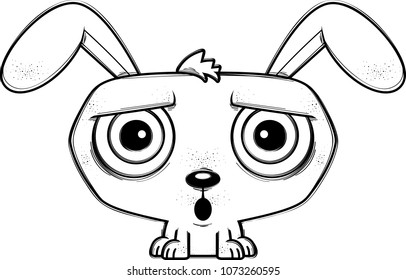 A cartoon illustration of a rabbit looking surprised.