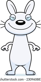 A cartoon illustration of a rabbit with a sly expression.