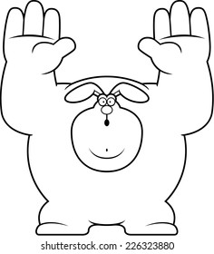 A cartoon illustration of a rabbit surrendering.