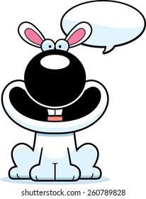 A cartoon illustration of a rabbit talking.