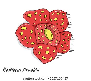 A cartoon illustration of a Rafflesia Arnoldii. Rafflesia Arnoldii illustration. Perfect for botanical designs, floral-themed projects, gardening guides, or nature-inspired art