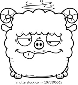 A cartoon illustration of a ram looking drunk.