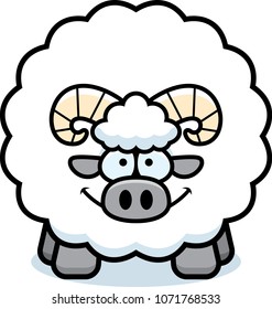 A cartoon illustration of a ram looking happy.