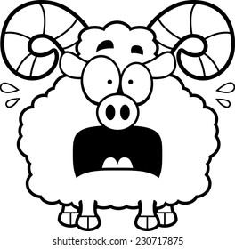 A cartoon illustration of a ram looking scared.