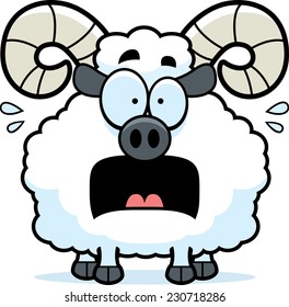 A cartoon illustration of a ram looking scared.