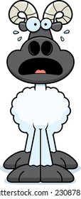 A cartoon illustration of a ram looking scared.