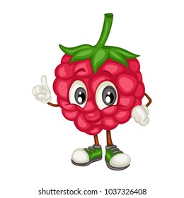 Cartoon Illustration of a Raspberry. Cute Berry Mascot. Vector Illustration