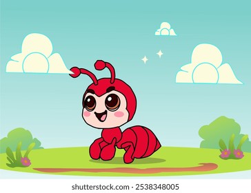 Cartoon illustration of a red ant