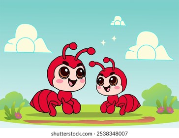 Cartoon illustration of a red ant