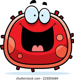 A Cartoon Illustration Of A Red Blood Cell Looking Happy.