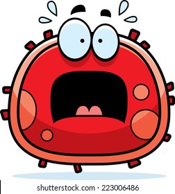 A Cartoon Illustration Of A Red Blood Cell Looking Scared.