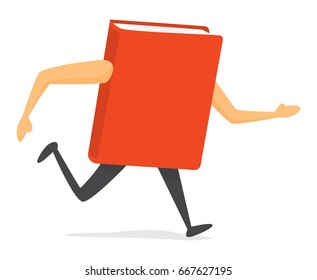 Cartoon illustration of red book running or in a hurry