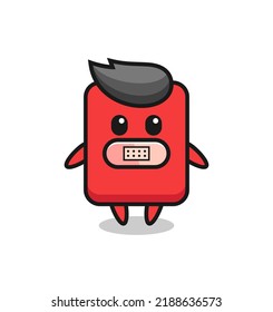 Cartoon Illustration of red card with tape on mouth , cute style design for t shirt, sticker, logo element