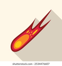 Cartoon illustration of a red comet falling through space leaving a fiery trail