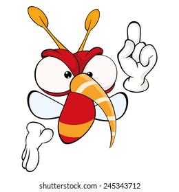 Cartoon illustration of a red fly insect for a computer game 