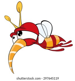 Cartoon illustration of a red fly insect