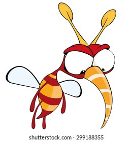 Cartoon illustration of a red fly insect