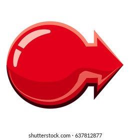 Cartoon illustration of red glossy right arrow vector icon for web