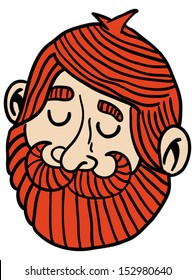 cartoon illustration of red haired man with beard