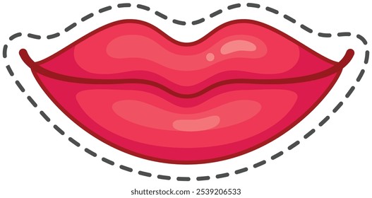 Cartoon illustration of red lips making a kissing gesture, ideal for projects related to beauty, love, and valentine s day