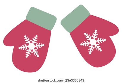 Cartoon illustration of red mittens isolated on white background. 