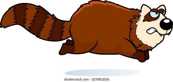 A Cartoon Illustration Of A Red Panda Angry And Running.