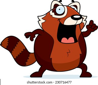 A cartoon illustration of a red panda with an idea.