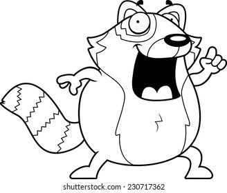 A cartoon illustration of a red panda with an idea.