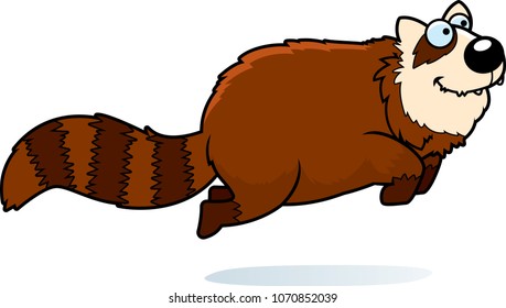 A cartoon illustration of a red panda jumping.