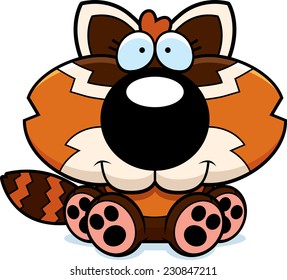 A cartoon illustration of a red panda sitting and smiling.