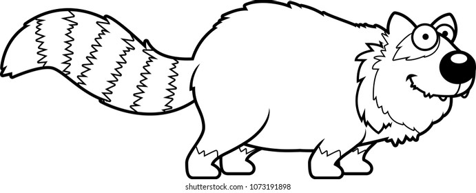 A cartoon illustration of a red panda smiling and standing.