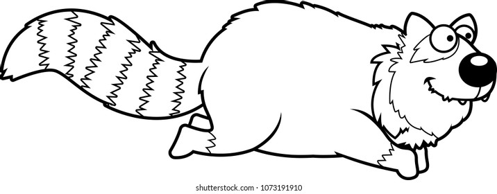 A cartoon illustration of a red panda smiling and running.
