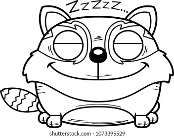 A cartoon illustration of a red panda taking a nap.