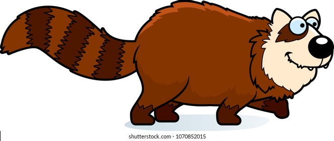 A cartoon illustration of a red panda walking.