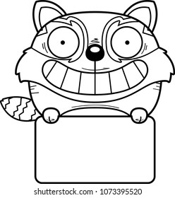 A cartoon illustration of a red panda with a white sign.
