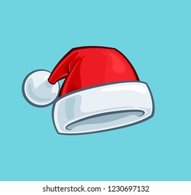 Cartoon Illustration of a Red Santa Hat. Vector Icon: Lines, Color, Shadows and Lights neatly in well-defined layers & groups