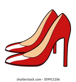 Cartoon illustration of red stiletto

