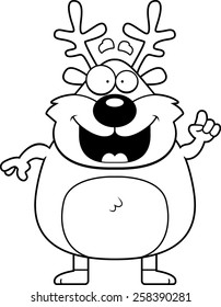A cartoon illustration of a reindeer with an idea.